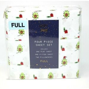 Holly Jolly FULL 4 Piece Sheet Set Christmas Santa Avocados